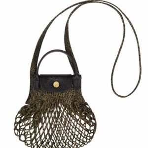 Longchamp Black and Gold Mesh Crossbody Bag